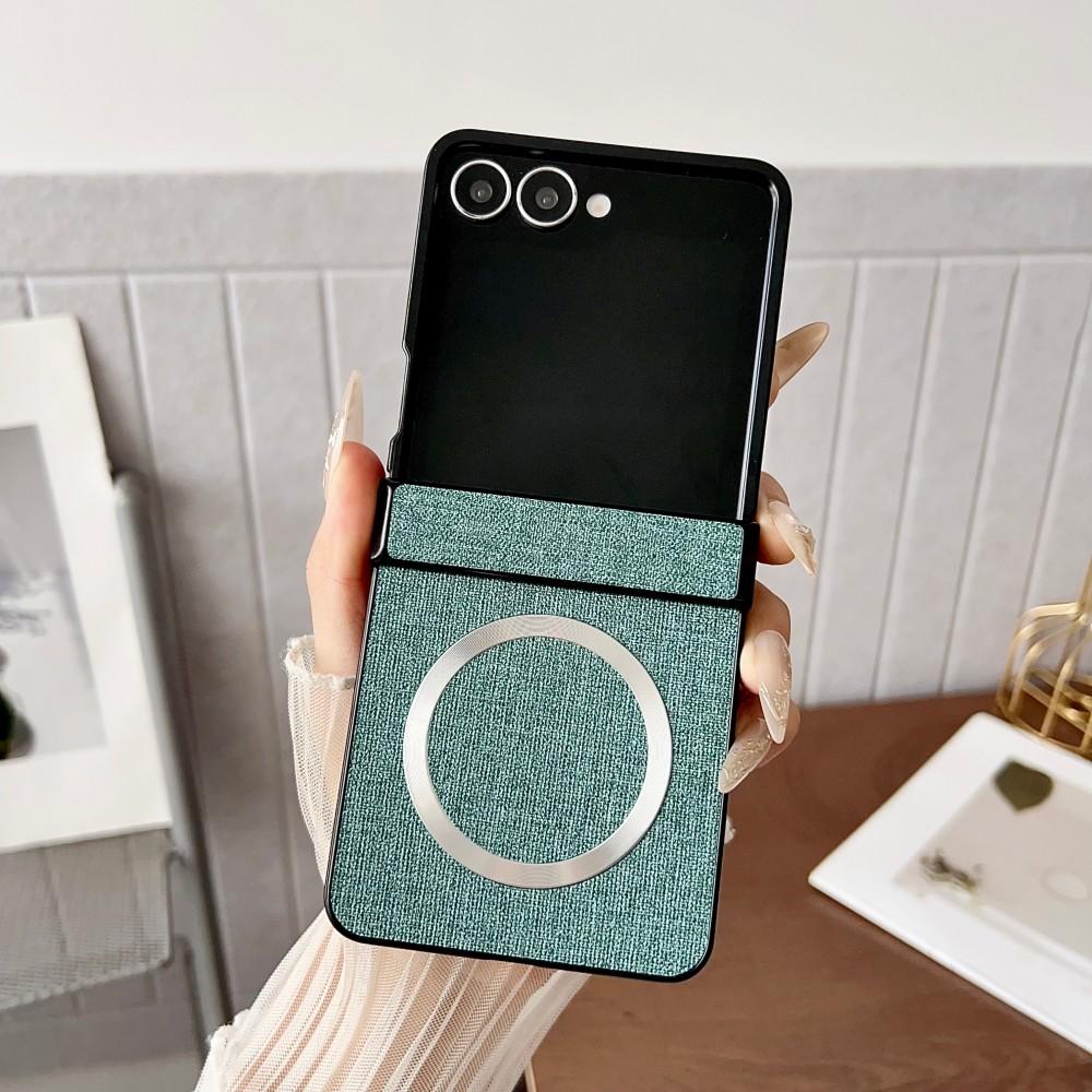 For Samsung Galaxy Z Flip 7 Case Luxury PU Cloth Magnetic Wireless Charging Protective Back Cover Case For Z Flip7 Phone Shell