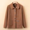 Elderly Knitted Cardigan Spring and Autumn Mother's Lapel Loose Top Middle-aged and Elderly Sweater Jacket New Cardigan