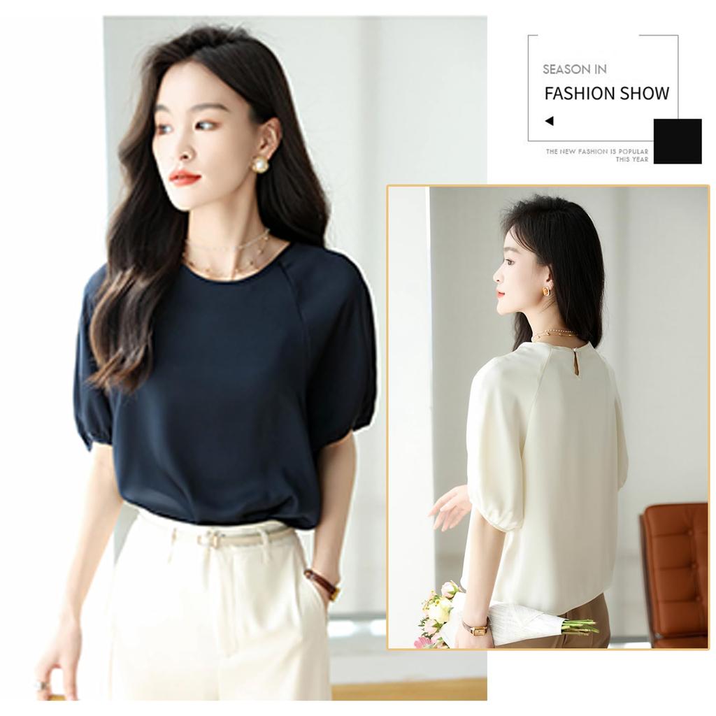 Chiffon Round Neck Loose Slimming Everyday [MSFQSNB] Women's Blouse, Pullover, Fit, Effect, Versatile, Elegant, Stylish, Cute, Casual, Office,