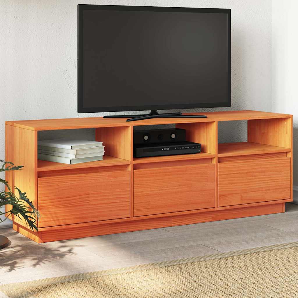 TV Stand Wax Brown 140 x 37 x 50 cm Solid Pine Wood
