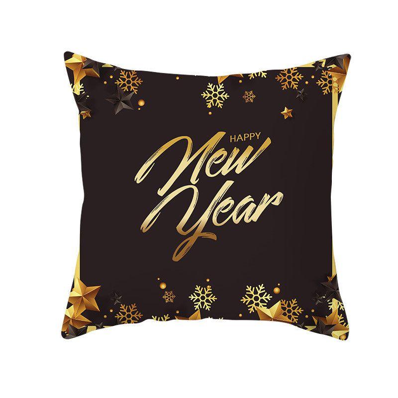 18" Merry Christmas Cushion Cover Home Decor Xmas Throw Pillow Case Gold Black