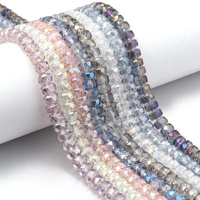 1Strand 5x8mm Glass Beads Multicolor Wheel Shape Plated Loose Spacer Beads for Jewelry Making DIY Bracelets Necklace Accessories