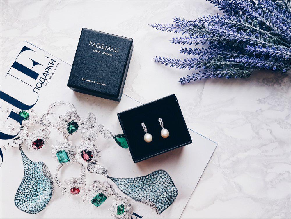 PAG&MAG Pearl Stud Earrings: S925 Sterling Silver, 3A Zircon, 9 Freshwater Pearls