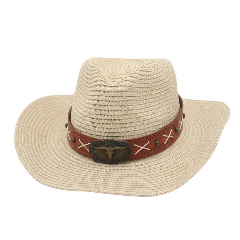 New adjustment soft denim straw hat ethnic style big brim top hat men's and women's outdoor sun hat