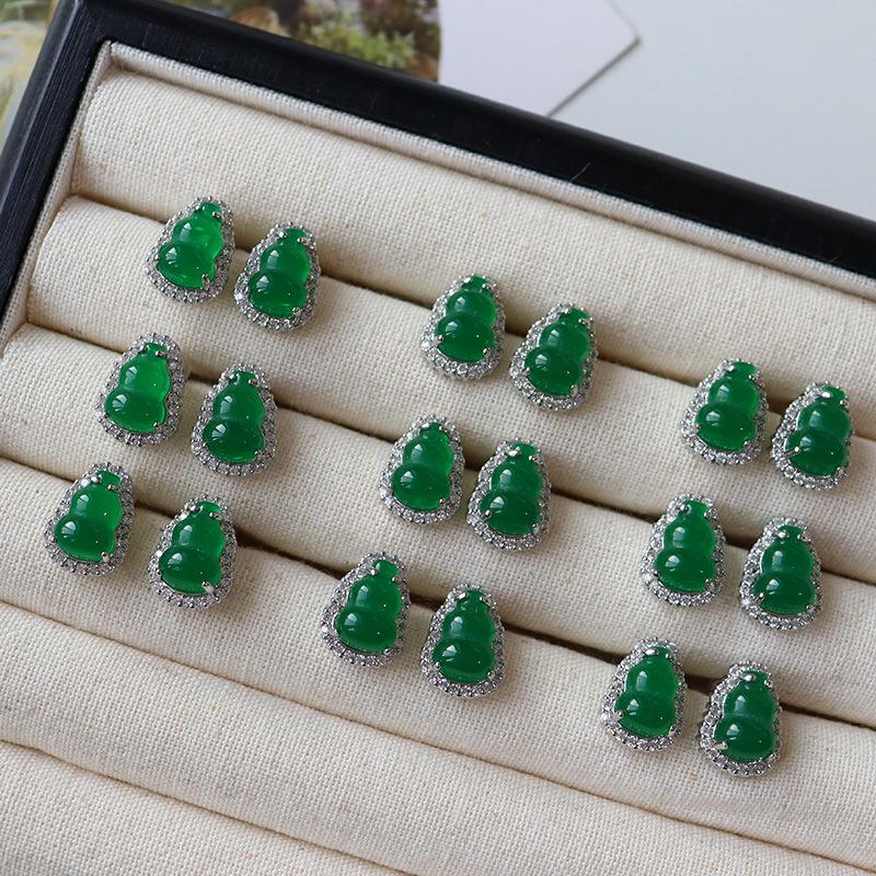 Elegant Zircon Agate Gourd Earrings: Chic, Retro, and Versatile Ear Jewelry
