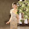 Short-sleeved national style new Chinese daily wear Suzhou long cheongsam improved young 1011 new women's high sense