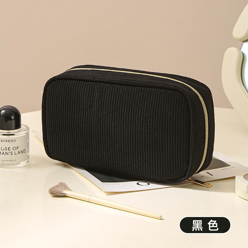 New Minimalist Corduroy Makeup Bag Hand in Hand, Large Capacity Travel Cosmetics Storage Bag, Makeup Bag for Women makeup bags