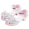 Children Princess Sandals Kids Girls Wedding Shoes High Heels Dress Shoes Bowtie Purple Pink Blue Silver Shoes for Girls