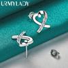 925 Sterling Silver Love Heart Zircon Stud Earrings For Women Wedding Party Fashion Jewelry