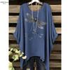 2025 Elegant Bohemian Women's T-shirt Flower Butterfly Bottom Round Neck Multi functional Summer Machine Washable