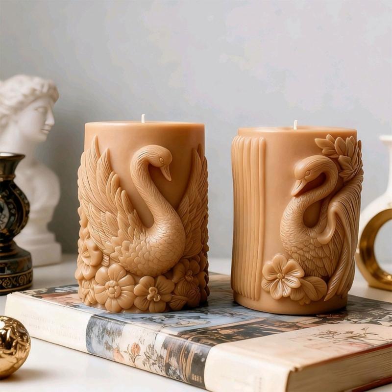 Silicone Cygnus Candle Mold Cylindrical Scented Candle Mould for Handmade Soap Candy Multipurpose Crafts Project