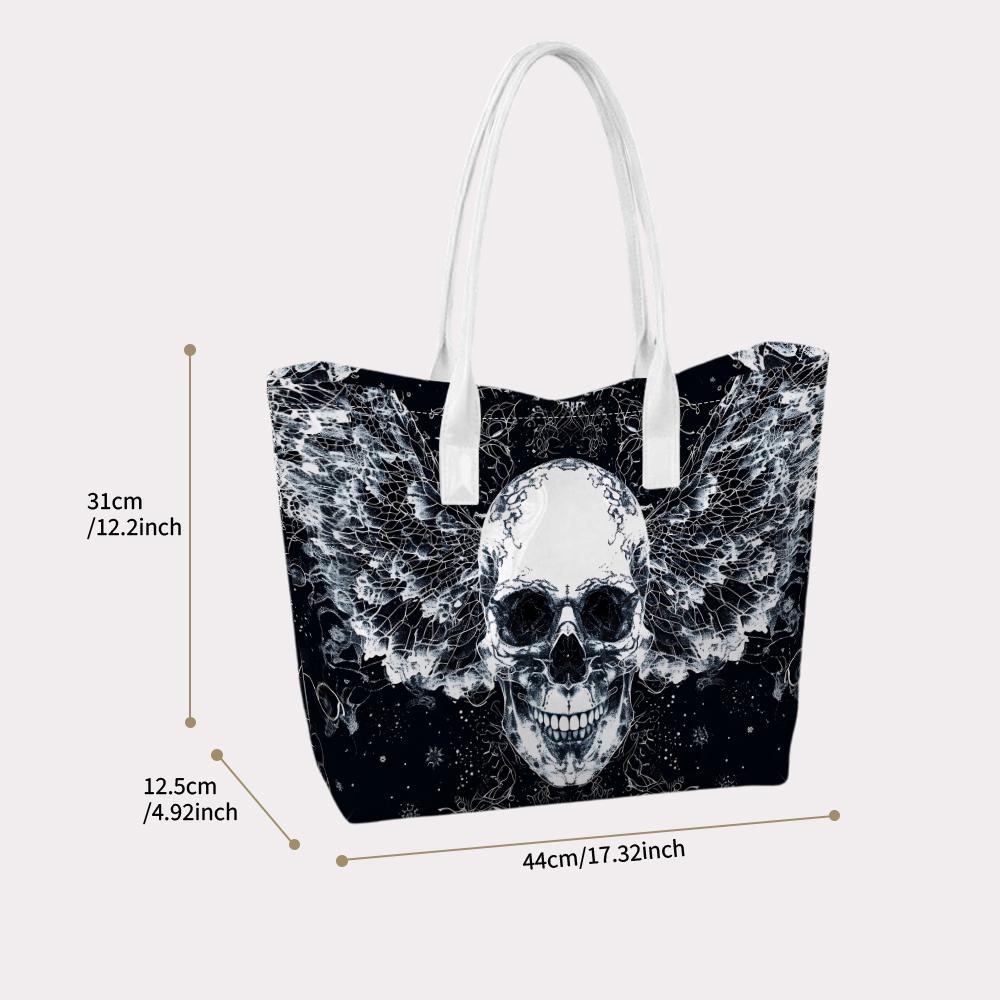 Gothic Skull Print Tote Bag for Daily Shopping