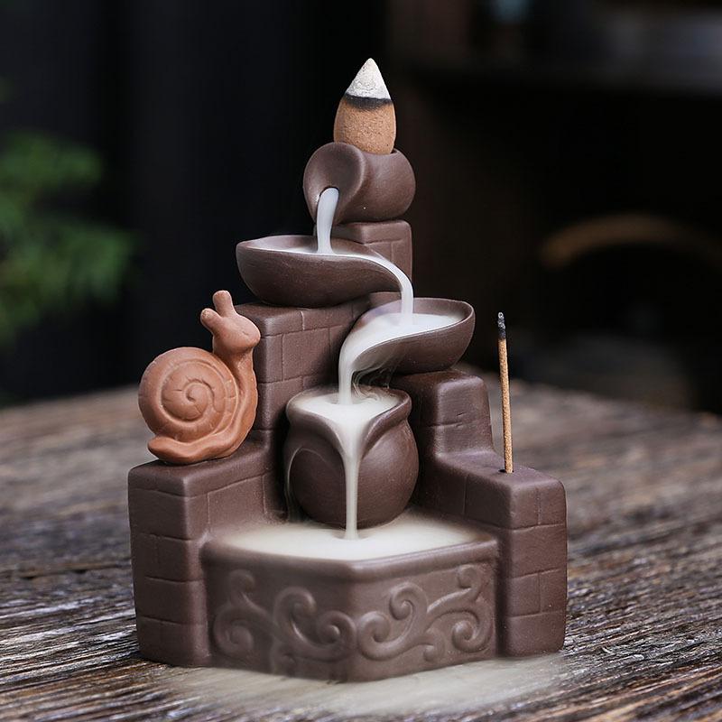 

1 шт. Фиолетовая глина, милая улитка, водопад, обратный поток, курильница для благовоний, дзен, медитация, фен-шуй, украшение для дома, переносная курильница