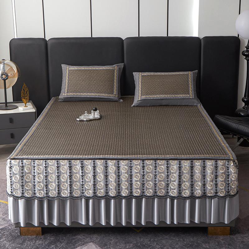 Detachable Bed Skirt Summer Bed Mat For Home Baby Safe Ice Rattan Mat Cool Summer Bedding Grass Mat Mother And Baby Level Ideal For Hot Weather