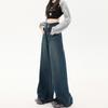 Design Sense Street Fashion Mopping Jeans Women's Spring and Autumn New Loose and Skinny Wide Leg Pants Tide