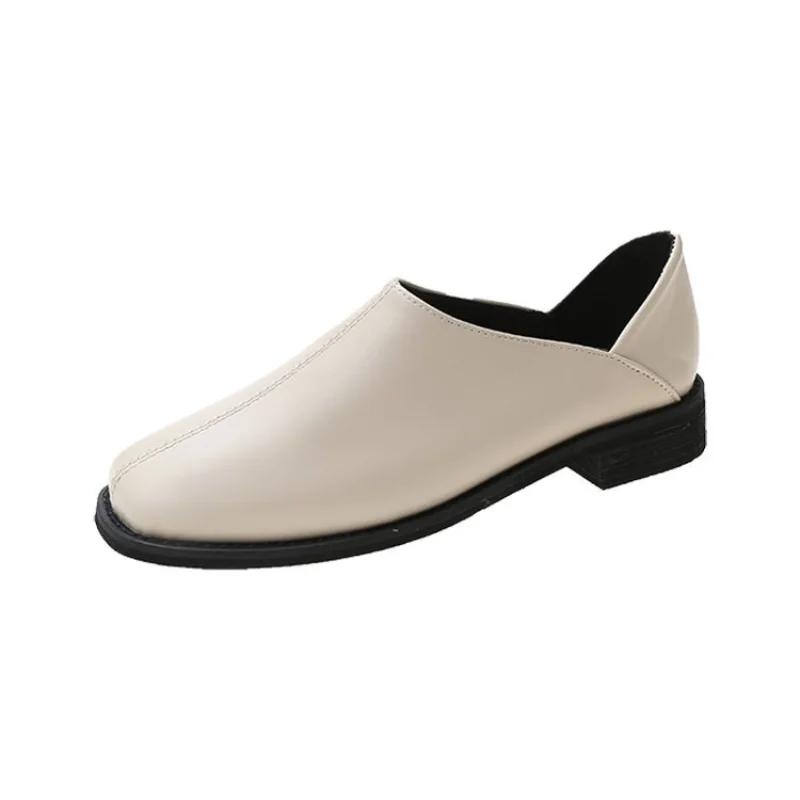 Single Shoes Women's New Women's Shoes Square Toe Small Leather Shoe Two Wear Flats Women's Work Shoes Zapatos De Mujer
