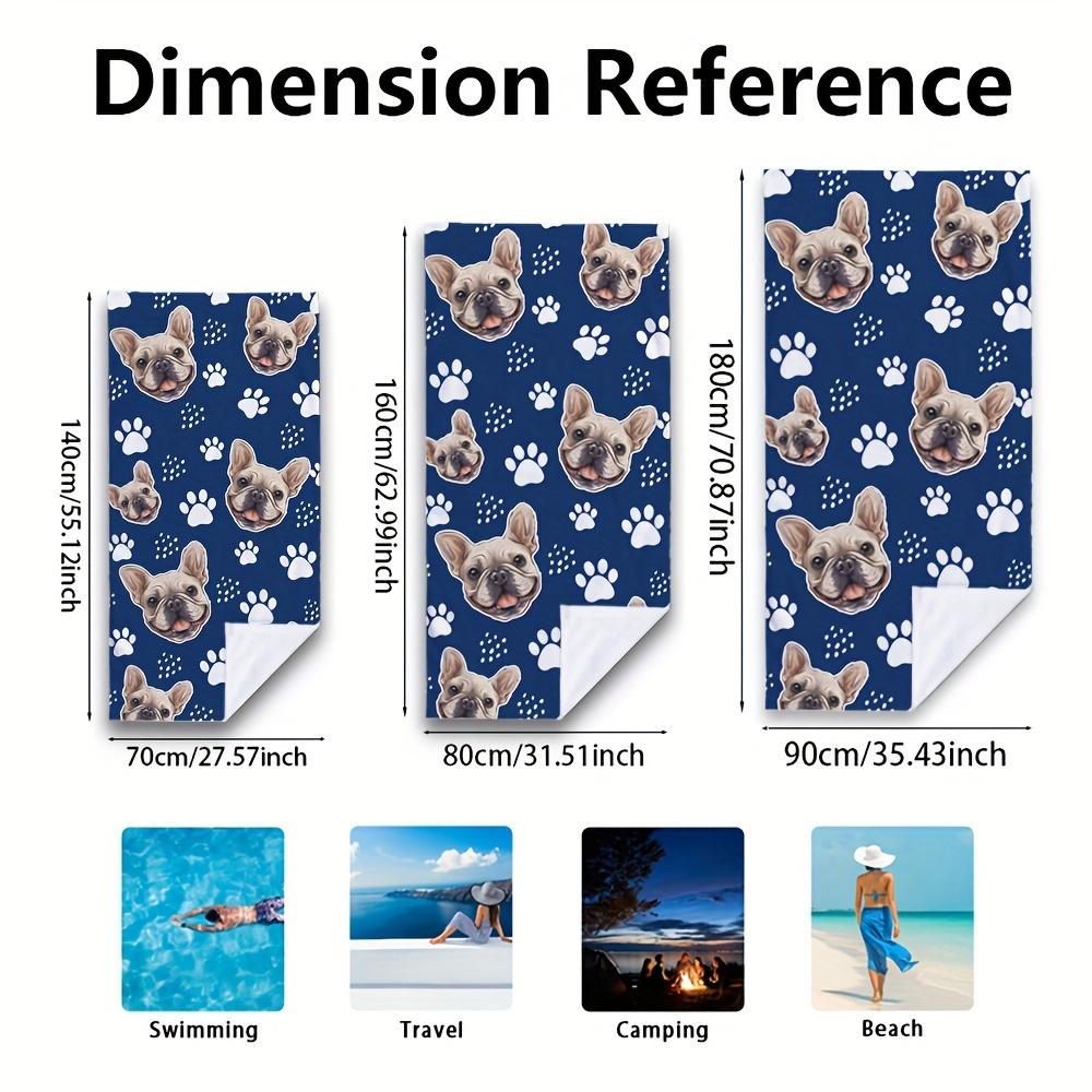 French Bulldog Print Quick Dry Microfiber Beach Towel Lightweight Absorbent Bath Towel for Travel Swimming Pool Shower Pad