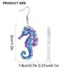 Fashion Acrylic Blue/Purple Seahorse Drop Earrings for Women Y2K Colorful Earrings Trendy Female Earrings Summer Vacation Travel Leisure Daily Earring