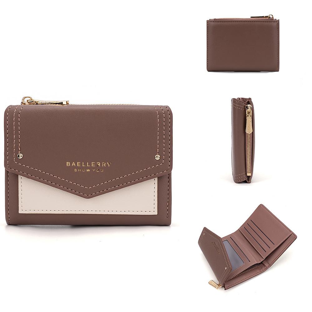 Blocked Short Color Wallet With Letter Print Design For Casual City Use Outin