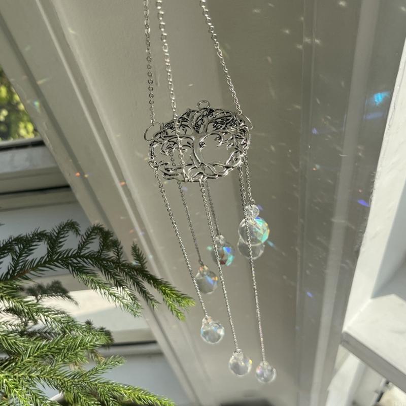 Colorful Crystal Wind Chimes Suncatchers Wall Hanging Ornament for Window and Garden Wedding Decoration Prism Pendants P9YB