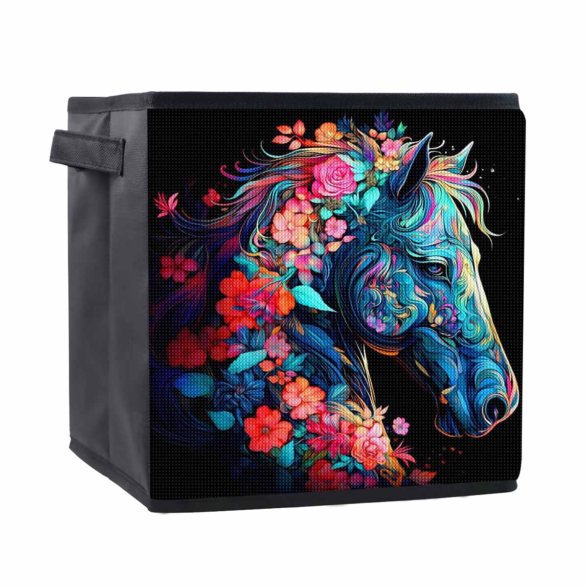 

Лошади и цветы 5D Алмазная живопись Корзина для хранения Полная круглая выкладка Мозаика Алмазная вышивка Наборы для вышивания крестиком Домашний декор Домашний декор 25cmx25cm