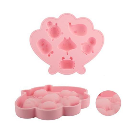 Ocean Animal Silicone Ice Cube Tray Food-Grade Flexible Mold for Seashell Turtle Whale Shapes Easy-Release Fun Ice Maker for Cocktails