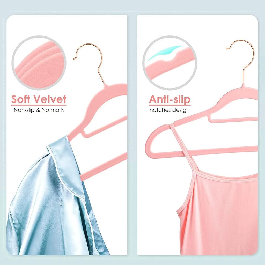 10PCS 45/42cm Flocking Hanger Non-slip Velvet Hanger Clothing Store Coat Without Trace Wardrobe Home Clothing Store Organization
