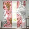 Sketch Flowers Chiffon Sheer Curtains For Living Room Bedroom Decoration Window Tulle Curtains Drapes