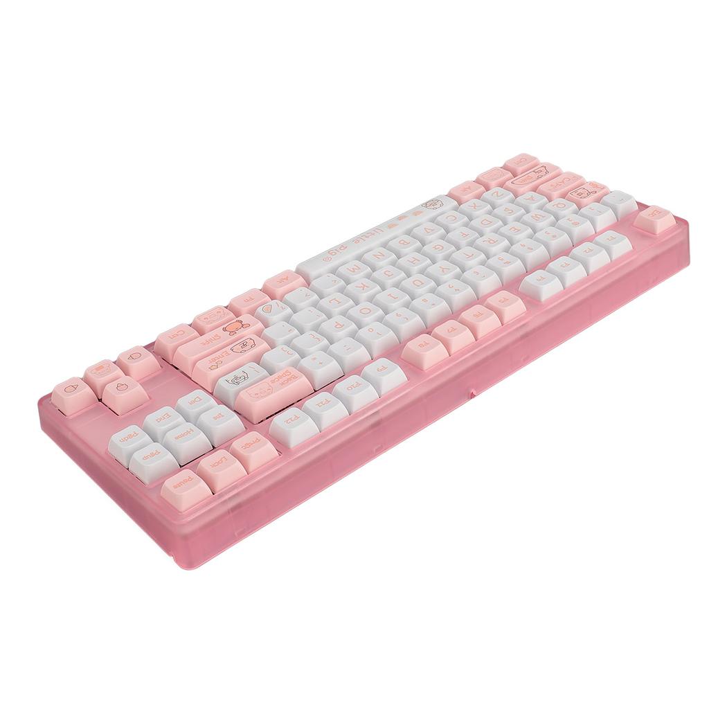 Mechanical Keyboard PBT Keycaps White Backlight Dye Sublimation 87 Keys Gaming Keyboard with Red Switch for Windows