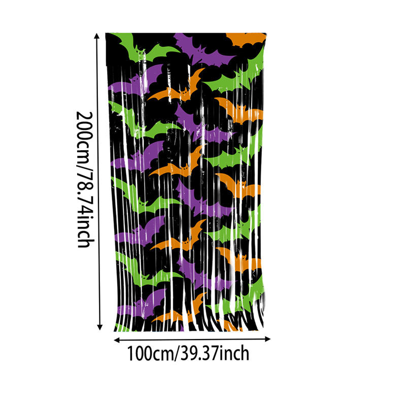 1PC Pumpkin Ghost Bat Curtain 2 Meters Haunted House Decoration Party Decoration Background Eye-Catching Party Backdrop Photo