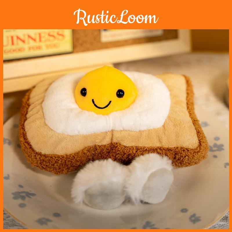 Fried Eggs Toast Plush Breakfast Toy With Face Girls Bedroom Gift Decoration