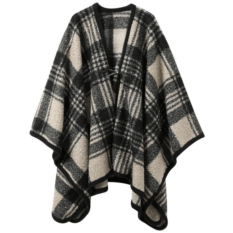 Women s Retro Plaid Velvet Shawl One Size