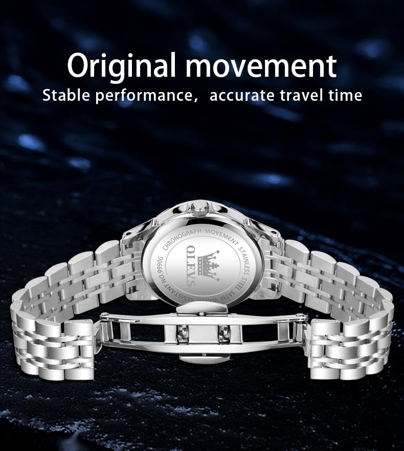 OLEVS Business Analog Silber Grau Beliebte Zeigeruhr für Edelstahl Cool Silber Herren Leicht ablesbare Zeiger Lässige Herrenuhr, Wasserdicht, Leuchtend,