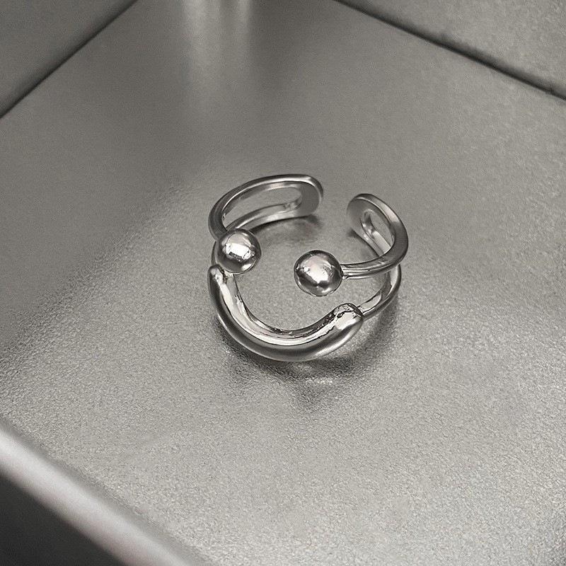 Smiley Adjustable Open Ring for Women - Trendy Niche Design, Perfect for Index Finger.