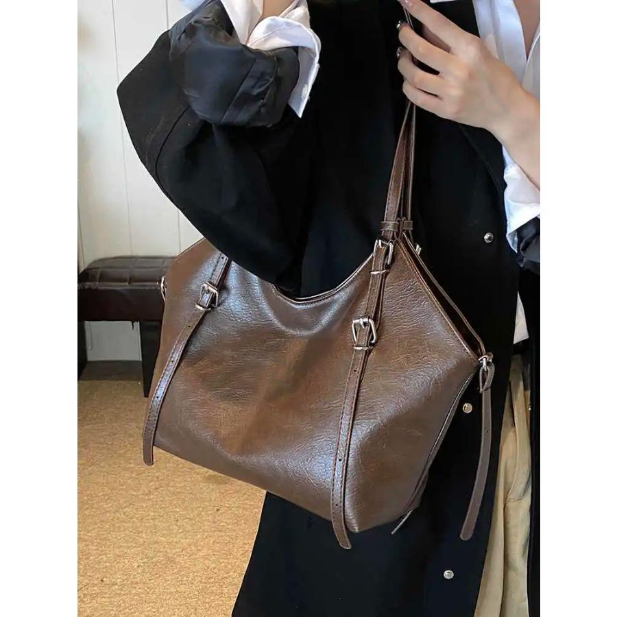 Bolsos de mano informales de piel sintética texturizada, estilo vintage, para otoño e invierno, con gran capacidad, ideales para el día a día, viajes y ocasiones especiales.