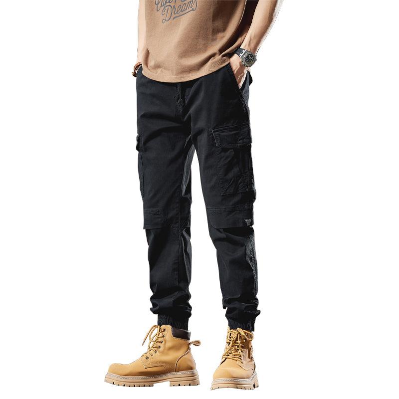 Men's pants new trendy cargo pants, wide-cut long pants, multi-pocket jogger pants, loose casual pants, high street