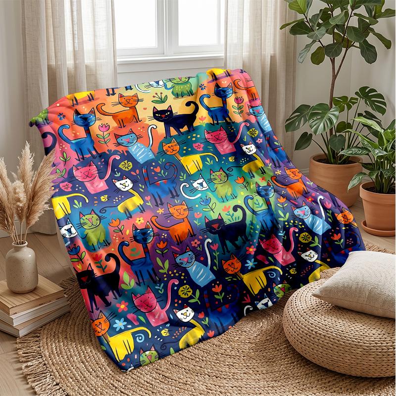 

Christmas Kittens with Gifts blanket Personalized Name Flannel Blanket Soft Cozy Plush Throw for Sofa Bed Lightweight Home Decor 75x90cm