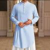 Pánské muslimské šaty Dlouhý rukáv Oblečení Bavlněný Pulovr Kaftan Roucho Pánské Jubba Thobe Pákistán Saúdská Arábie Kaftan Islamský Top