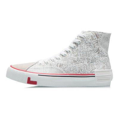 Li Ning We Are Canvas Magas szárú Divatos Sokoldalú Laza Magasszárú Cipők Női Cipők Fehér Szürke AECR012-1