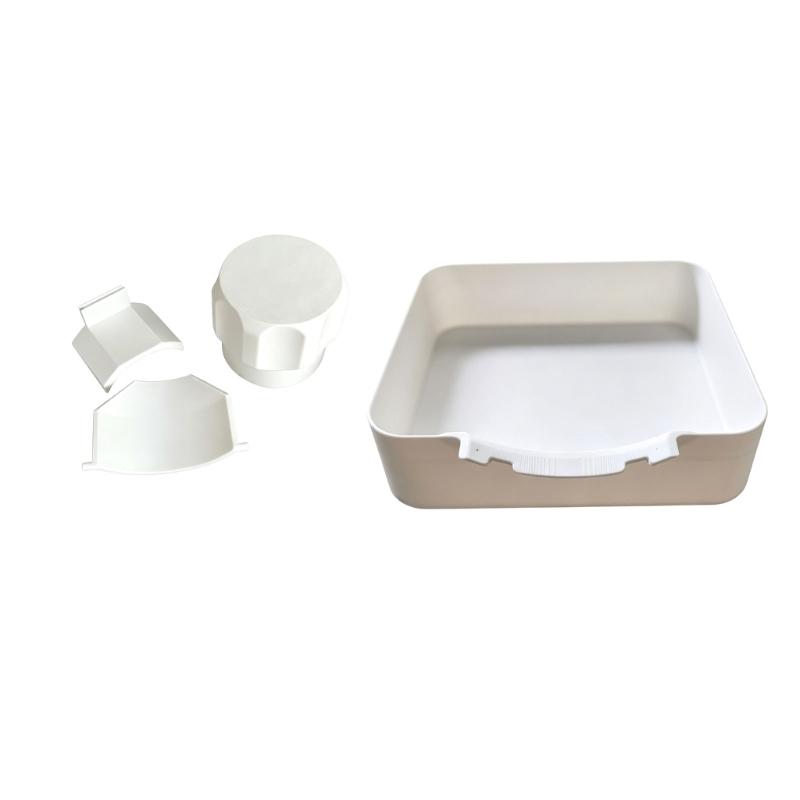 Washer Drain Pan Set with White Raised-Edge Tray and Drain Fittings for Household Laundry Room Water Control in Small Spaces