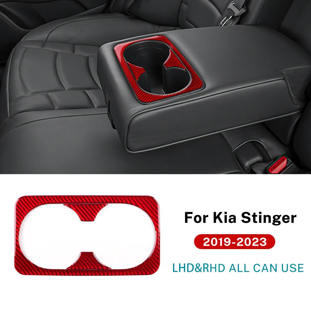 Real Soft Carbon Fiber Sticker For Kia Stinger 2019 2020 2025 2025 2025 LHD RHD Car Rear Seat Water Cup Interior Accessories