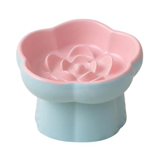 Ceramic Slow Feeder Pet Bowl Dogs Cats Anti-Choking Slow Eating Food Bowl Elevated