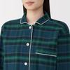 MUJI Seamless Flannel Long Sleeve Dark Green Size Size Small Women's Pajamas, Check, FD1LYA5A, Women's