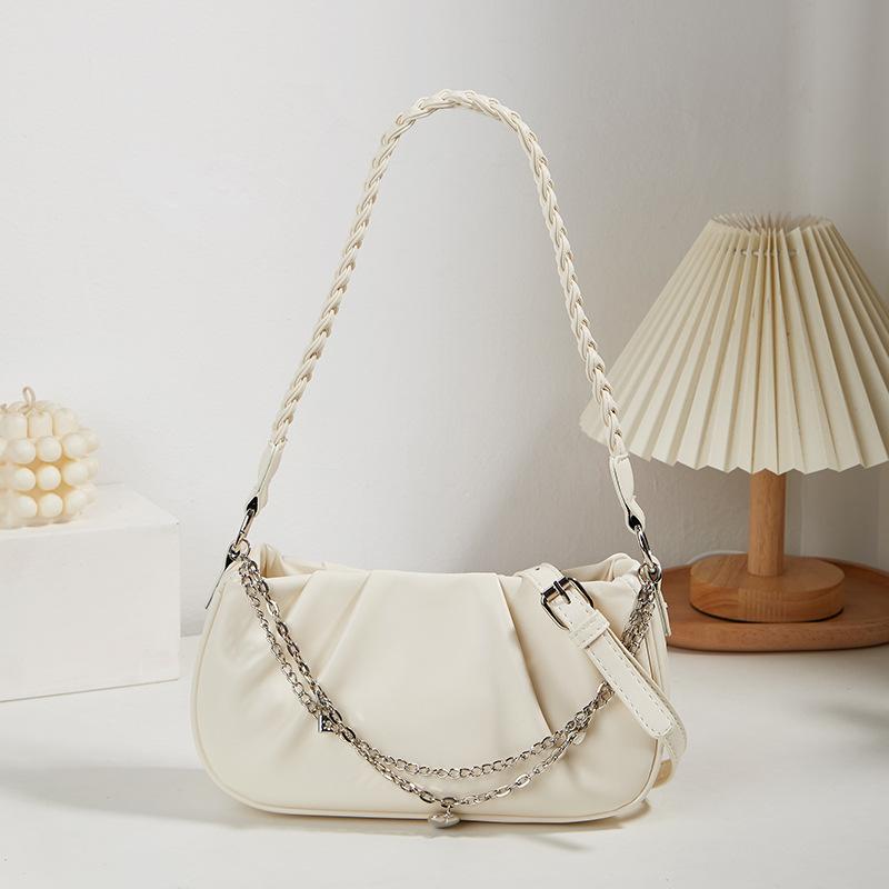 Summer New Women's Bag Niche Pleated Chain Portable Cloud Bag Simple and Versatile Single Shoulder Diagonal Cross Armpit Bag