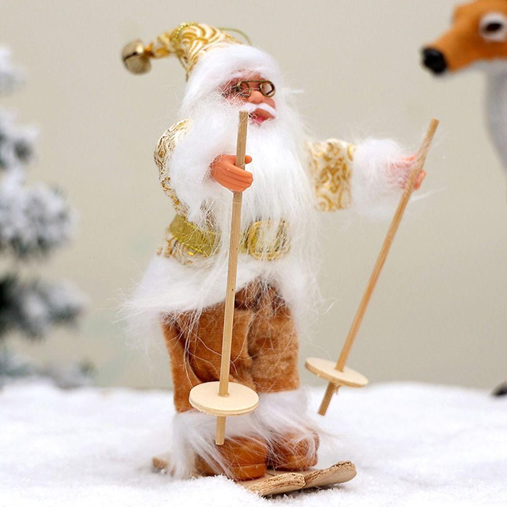 Cute Gnome Old Man Decorations Creative Silicone Christmas Crafts Decorative Sliding Sleigh Cartoon Santa Claus Figurine