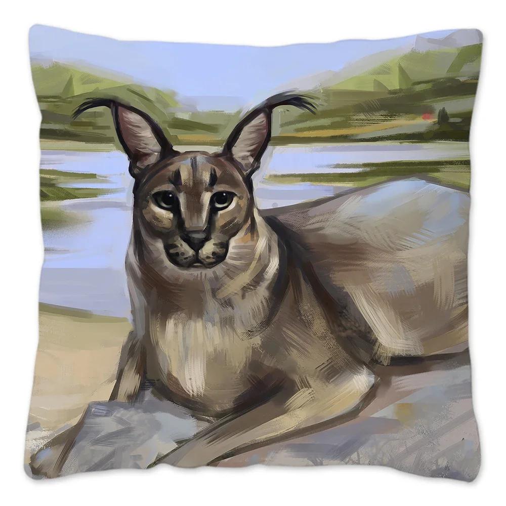 Capa de Almofada Meme Fofo Floppa 40x40 Decoração de Casa Dakimakura Engraçada Gato Caracal Capa de Almofada para Sala de Estar Housse De Coussin