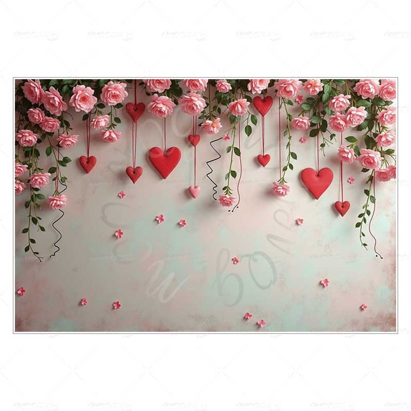 MOON.QG Valentine's Day Decoration Photo Background Candy Shop Teddy Bear Rose Soad Backdrops For Photography Studio Photozone