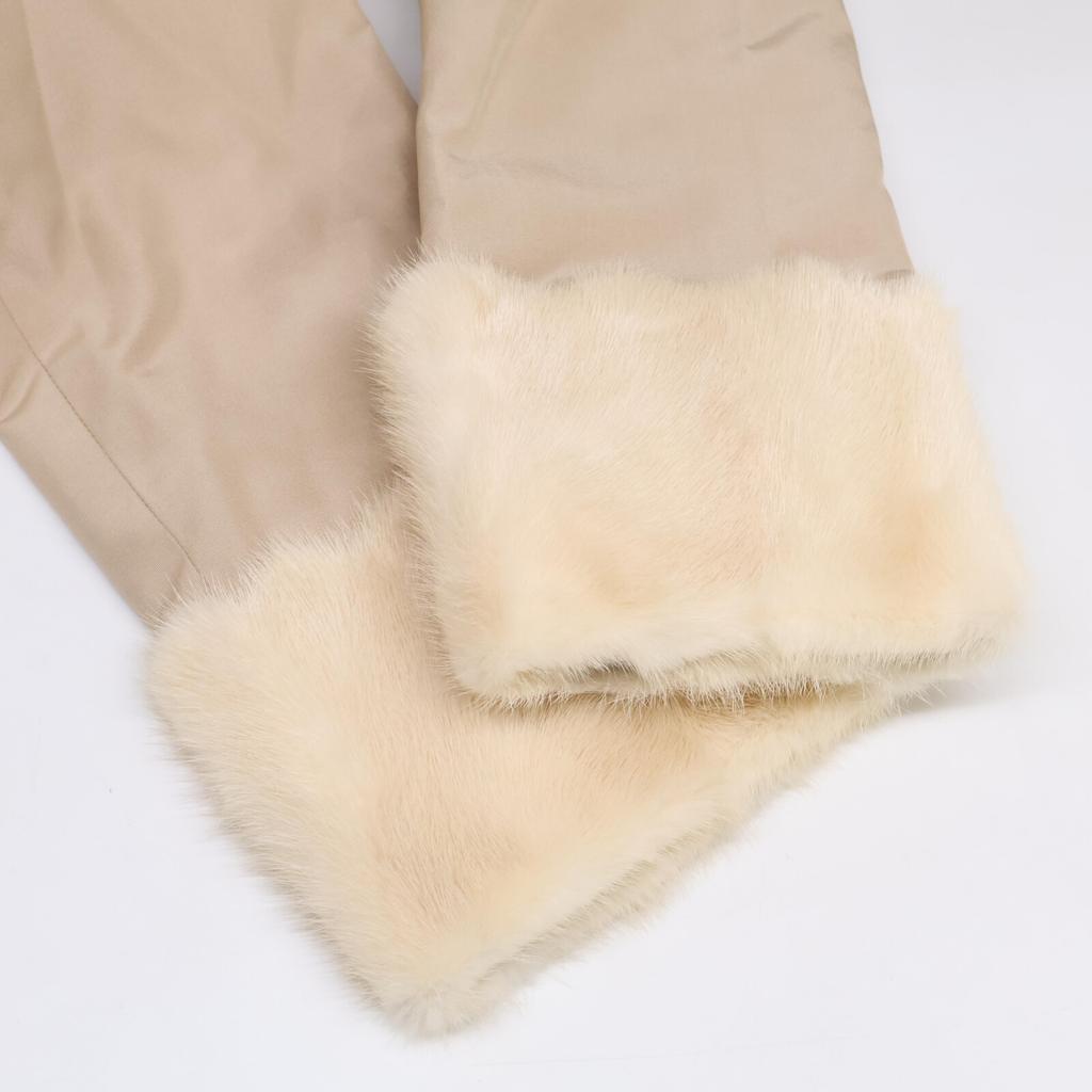 FOXEY BOUTIQUE [Good Condition] 23158 Silk X Mink Fur Waist Tuck Belted Long Coat 40 beigeUsed