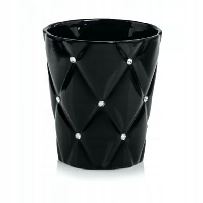 Černý glamour keramický květináč s kamínky 15 cm