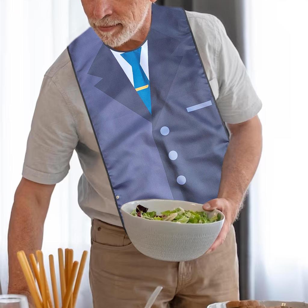 Bavaglino per Adulti con Fantasia Tuta da Pranzo Comodo Poliestere Lavabile in Lavatrice Impermeabile Unisex Abbigliamento